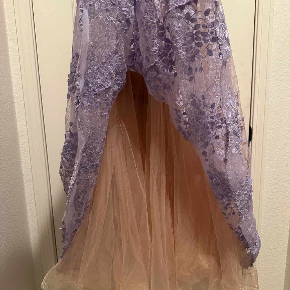 Bronx and Banco Megan Sleeveless V-Neck Lace Gown Lavender Size US 8 - Picture 11 of 16